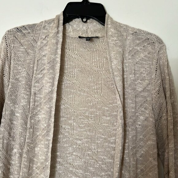 ✨🕊️ Vintage Eileen Fisher Beige Open Front Lightweight Knit Cardigan Sweater - Picture 5 of 12